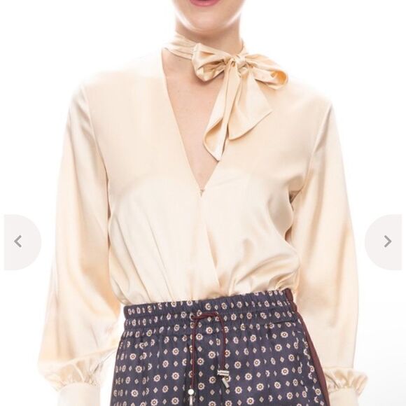 NEW JONATHAN SIMKHAI CHARMEUSE WRAP FRONT BODYSUIT SMALL - Picture 2 of 14